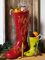 Kerstlaars versierd met edding makers